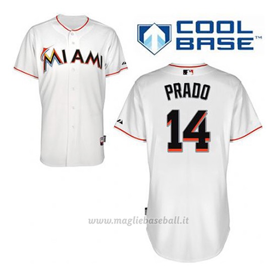 Maglia Baseball Uomo Miami Marlins Martin Prado 14 Bianco 1ªCool Base